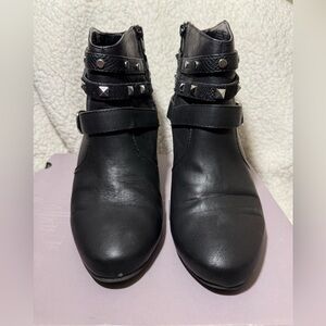 Pre-Loved Black Ankle Booties with Studded Straps Size 10M